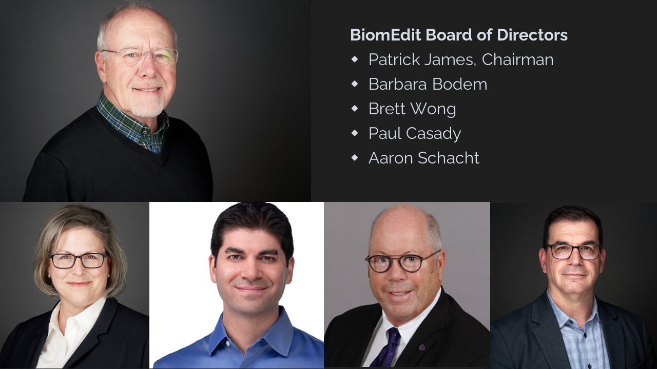 Graphic announcing BiomEdit's Board of Directors