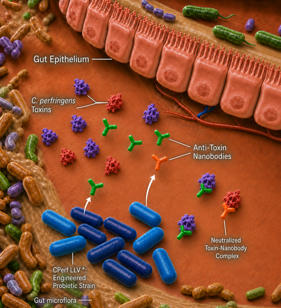 Diagram of the CPerf LLV* mechanism in the gut